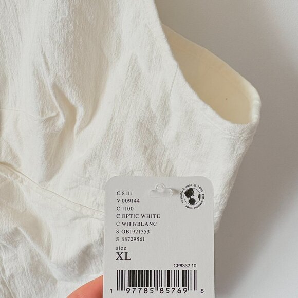 Free People James Linen Top Cropped NWT Optic White Size XL - Picture 8 of 9